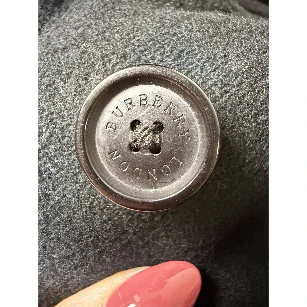 Vintage Burberry London Trench Coat US Size 10 Black Wool Cashmere Made In Italy